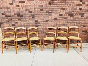 Set of 6 Hand Caned Antique Chairs