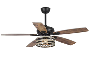 lot 503 image: Parrot Uncle 52-in Matte Black LED Indoor Smart Ceiling Fan with Light Remote (5-Blade) (OPEN BOX)