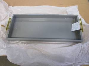 lot 504 image: Kate and Laurel Lipton 24 in. x 10 in. Gray Rectangle Decorative Tray