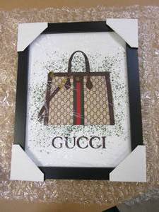 lot 505 image: 14 in x 18 in Gucci Tote Bag Black Framed Wall Art