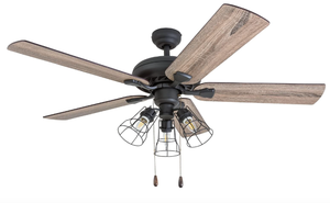 lot 532 image: Prominence Home 50581-01 Lincoln Woods Farmhouse Ceiling Fan, 52, BarnwoodTumbleweed, Aged Bronze