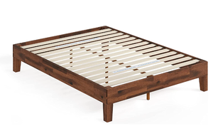 lot 519 image: Zinus Marissa 12 Inch Deluxe Wood Platform Bed  No Box Spring Needed  Wood Slat Support  Antique Espresso Finish, Queen