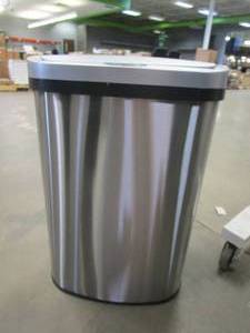 lot 524 image: Innovaze 13 Gal.50 Liter Stainless Steel Oval Motion Sensor Trash Can