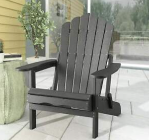 lot 536 image: Patio Adirondack Chair Folding Outdoor Poly Seat Lounge Garden Deck UV Protected (NEW IN BOX)
