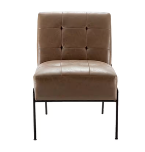 lot 541 image: Eluxury Brown Faux Leather Tufted Armless Chair (NEW IN BOX)