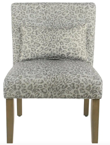 lot 547 image: Homepop  Parker Gray Cheetah Pattern with Matching Lumbar Pillow Accent Chair (NEW IN BOX)