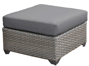 lot 548 image: TK Classics Outdoor Wicker Ottoman in Grey (NEW IN BOX)