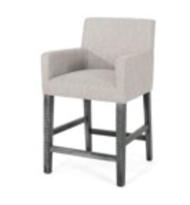 lot 568 image: Noble House Deville Fabric Upholstered Wood 26 inch Counter Stool, Light Gray and Gray