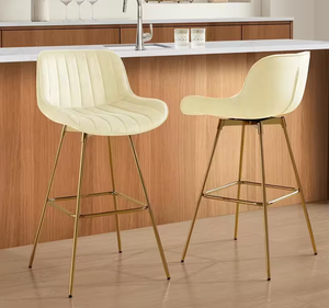 lot 570 image: Modern 38.78 in. Height Swivel Bar Stools with 4-Metal Foots and Low Back (Set of 2)