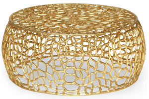 lot 571 image: Carrie Modern Aluminum Mesh Coffee Table in Gold