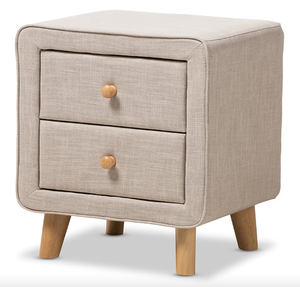 lot 589 image: Baxton Studio Jonesy Nightstand, One Size in Light Beige (NEW IN BOX)