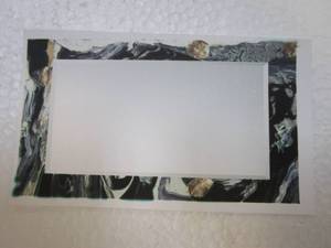 lot 574 image: 30 x 40 Ebony & Ivory Rectangular Framed Beveled Modern Mirror on Free Floating Printed Tempered Art Glass