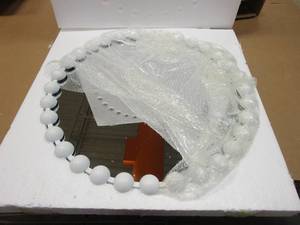 lot 593 image: 27 in Circular Mirror with White Frame (SEE PHOTOS)