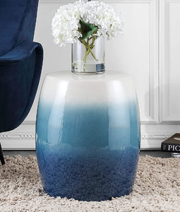 lot 607 image: Safavieh ACS4585A Norel Ceramic Decorative Garden Stool in Blue