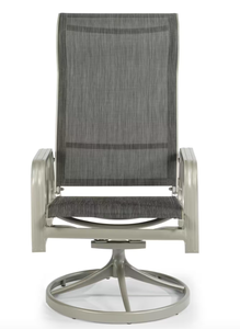 lot 618 image: Homestyles Captiva Charcoal Gray Swivel Cast Aluminum Outdoor Dining Chair (NEW IN BOX)