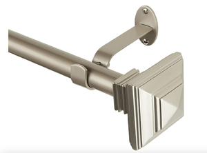 lot 561 image: Florence 1 Window Drapery Single Curtain Rod in Pewter with Stacked Square Finial 24 in - 48 in Adjustable