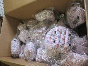box of overstock pet toys...