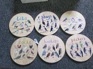 3 packages of 6 wooden coasters...