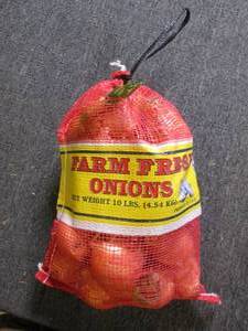 10lb bag of farm fresh onions...