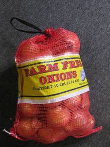 10lb bag of farm fresh onions...