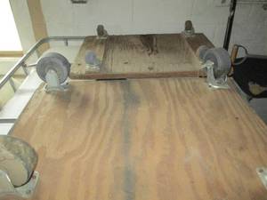 2 wood carts on wheels...