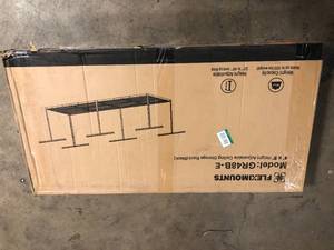 Adjustable Height Overhead Ceiling Mount Garage Rack in Black (96 in. W x 48 in. D) by FLEXIMOUNTS Customer Returns See Pictures