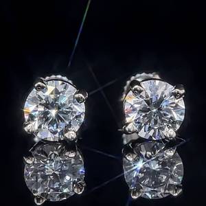 1.58 Carat Diamond Round Brilliant Cut Four-Prong Solitaire Stud Earrings $5,200 Retail VIDEO
