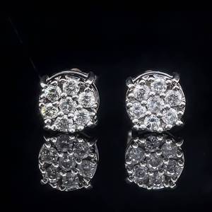 0.70ct Diamond Cluster Round Stud Earrings in 14k White Gold $1,725 Retail