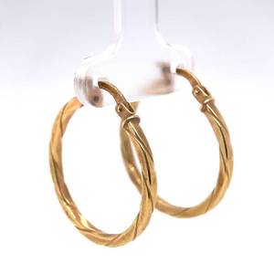 Twisted Groove Round Hoop Earrings in 14k Yellow Gold w Click Top Lever Posts $699 Retail