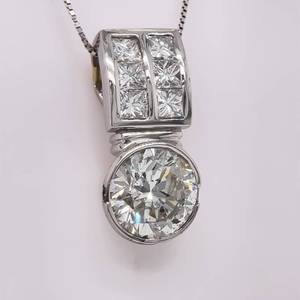 Impressive 3.70 Carat Round Diamond Drop Pendant, set in Platinum, w Diamond Bail  $23,600 Retail VIDEO