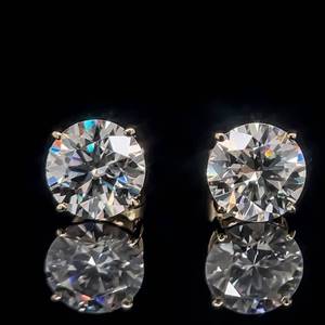 3.00 CARAT (1.50ct each ear) Round Brilliant Cut Moissanite Stud Earrings in 14k Yellow Gold Extraordinary Luster VIDEO