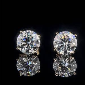 2.00 Carat Round Brilliant Cut Moissanite Stud Earrings in 14k Yellow Gold (1ct each ear) Exceptional Brilliance VIDEO