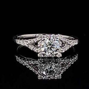 1.00 Carat High Quality Diamond Split Shank Cathedral Engagement Ring in 14k White Gold - VS ClarityG Color $4000 Retail VIDEO