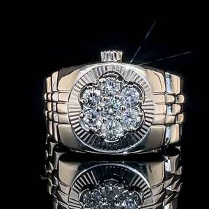 Very Unique .90 Carat Mens Diamond Rolex Style Jubilee Flexible Watchband Estate Ring in 14k White Gold $4750 Retail VIDEO