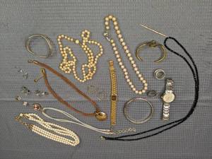 lot 14 image: An Assortment of Jewelry Including Bracelets, Watches, Necklaces, Earrings and Rings
