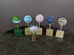 lot 33 image: One of a Kind Handmade Golf Ball Art (x6)