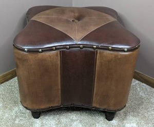 lot 31 image: Classic Brown Two-Toned Faux Leather Ottoman