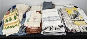 lot 108 image: Various Linens Decorative Towels, Placemats, Pillow Cases, Rable Runners and More