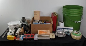 lot 127 image: Electrical, Plumbing and Woodworking Supplies Outlets, Nails, Cone Gouge Slip Stone and More