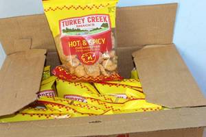 lot 353 image: Case of 12 Bags of Turkey Creek Hot & Spicy Chicharrones Best By 3072023