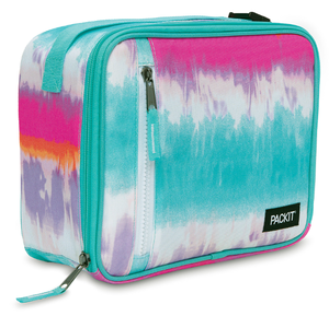 lot 104 image: NEW - PackIt Freezable Classic Lunch Box, 2-34 x 10-14 W x 8-12, Tie Dye Sorbet 819035026271 MSRP $21.99