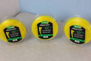lot 92 image: NEW - 3 Packs of Rino-Tuff Universal Fit .080 in. x 175 ft. Pro Marked Replacement Line for Gas Corded and Cordless String Grass TrimmerLawn Edger 015221174508 MSRP $44.91