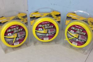 lot 89 image: NEW - 3 Packs of Rino-Tuff Universal Fit .155 in. x 100 ft. Pro Marked Replacement Line for High WheelField Trimmer 015221169818 MSRP $53.91
