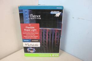 lot 139 image: NEW - 12 Plug-in Integrated LED Red White Blue Patriotic Neon Flexible Light Rope Linkable 714176021935 MSRP $23.99
