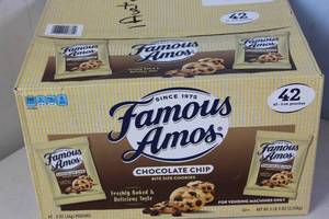 lot 379 image: Case of 42 x 2oz Bags of Famous Amos Cookies Best By 2232023