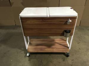 80 Qt. Light Brown Woodgrain Cooler with White by StyleWell Customer Returns See Pictures