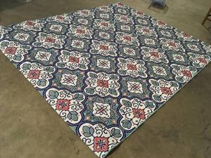 Hampton Bay Star Moroccan 8 ft. X 10 ft. TealWhite IndoorOutdoor Patio Area Rug Customer Returns See Pictures