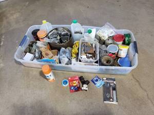 Long Tote Full of Fasteners and Other Items