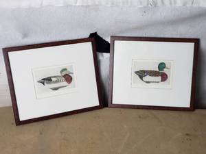 Lot of 2 Numbered Duck Art Pieces
