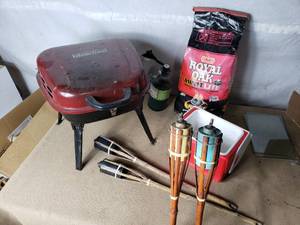 Propane Grill, Charcoal, Cooler, Tiki Lights